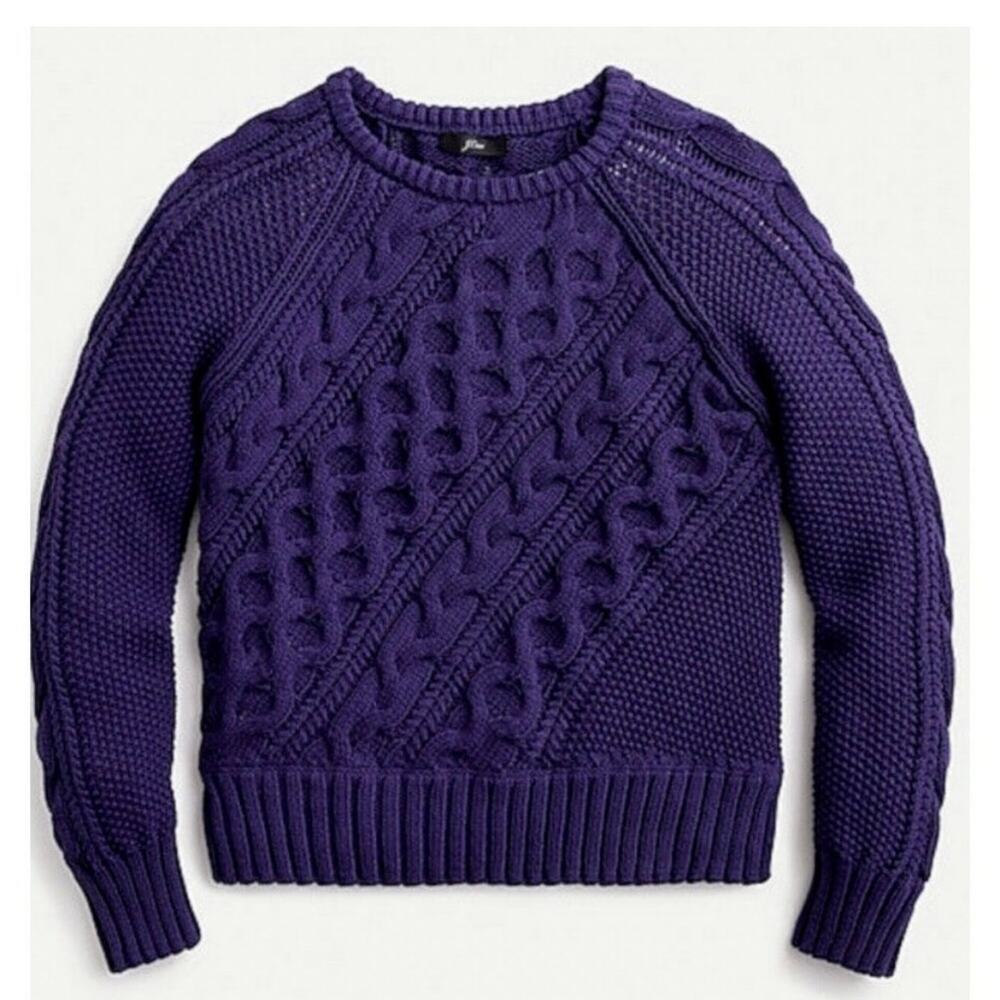 J. Crew Dark Blue Diagonal Cable Knit Sweater Size 2X